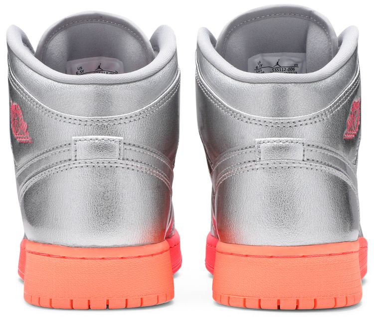 Air Jordan 1 Mid GS Metallic Silver Pink Crimson
