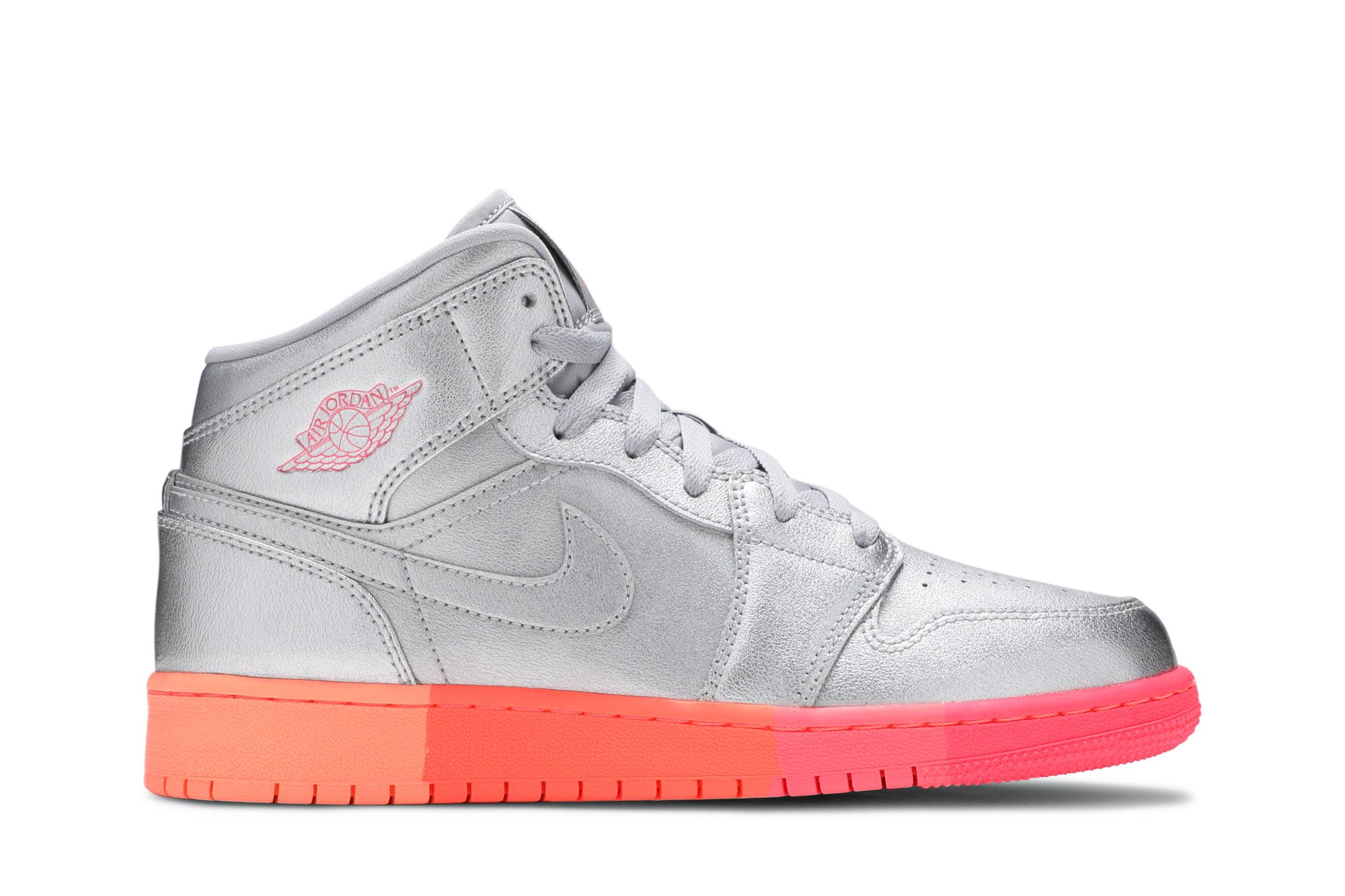 Pink and silver jordans hotsell