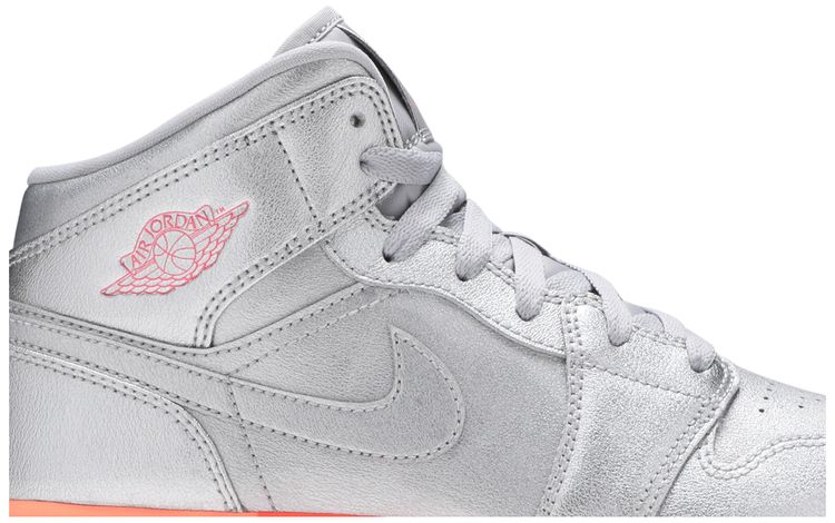 Air Jordan 1 Mid GS Metallic Silver Pink Crimson