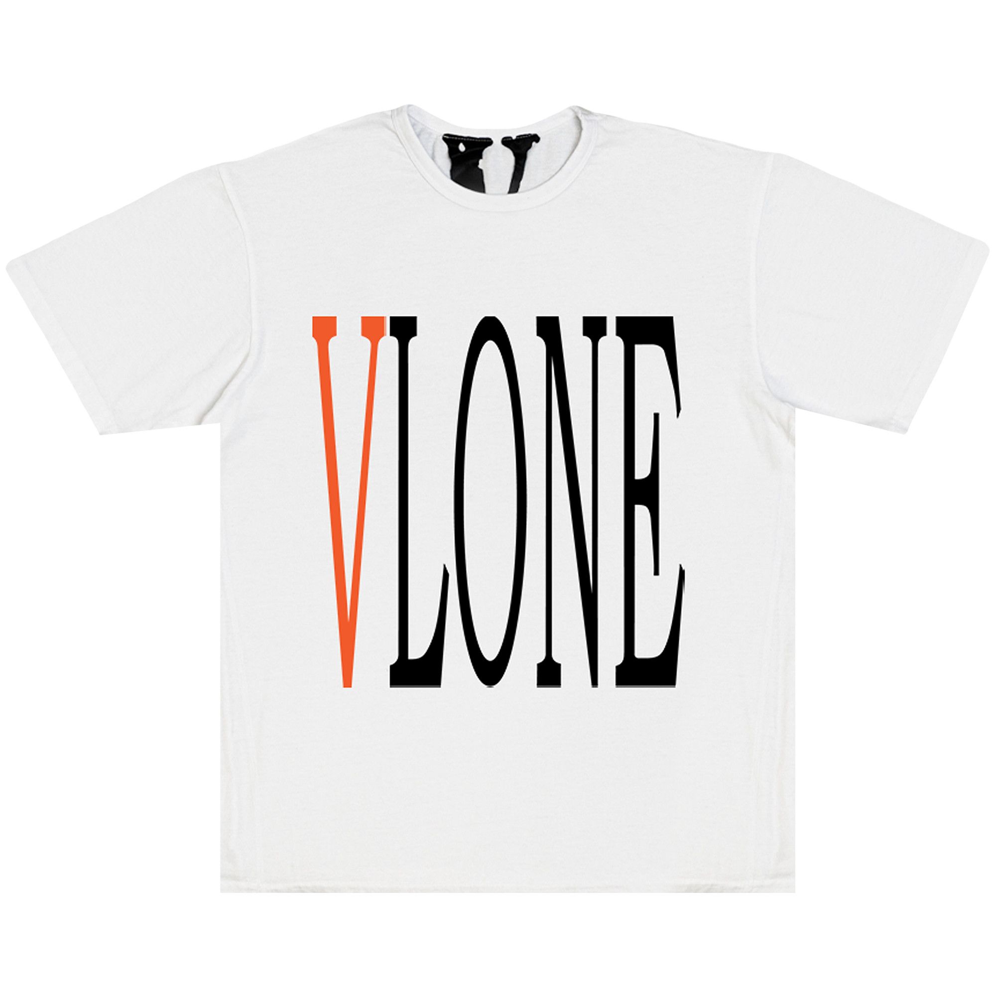 White and shop orange vlone shirt