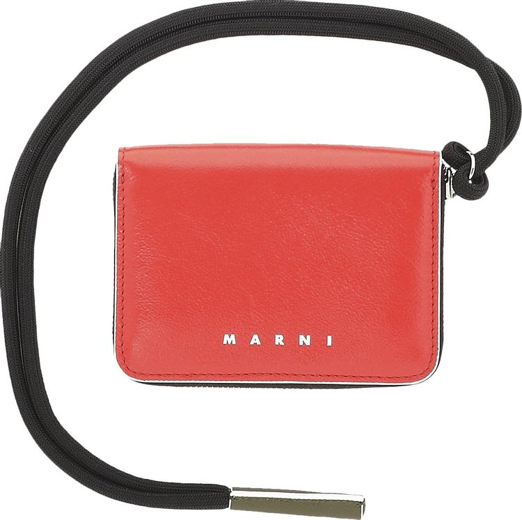 Marni Zip Around Logo Wallet 'Red/Olive'