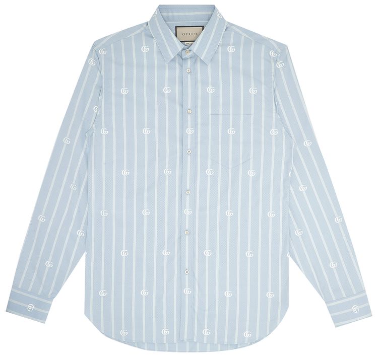 Gucci GG Striped Tailored Cotton Shirt AzureMargarine