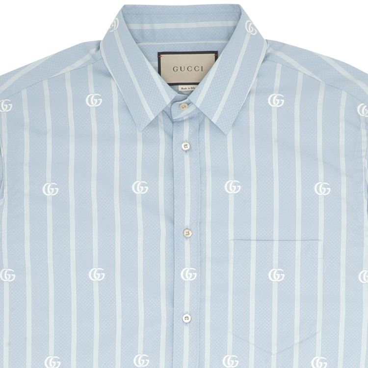 Gucci GG Striped Tailored Cotton Shirt AzureMargarine