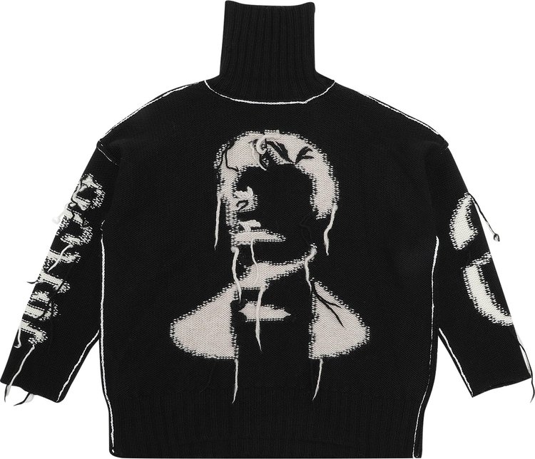 MM6 Maison Margiela Reversed Intarsia Polo-Neck Sweater 'Black intarsia'