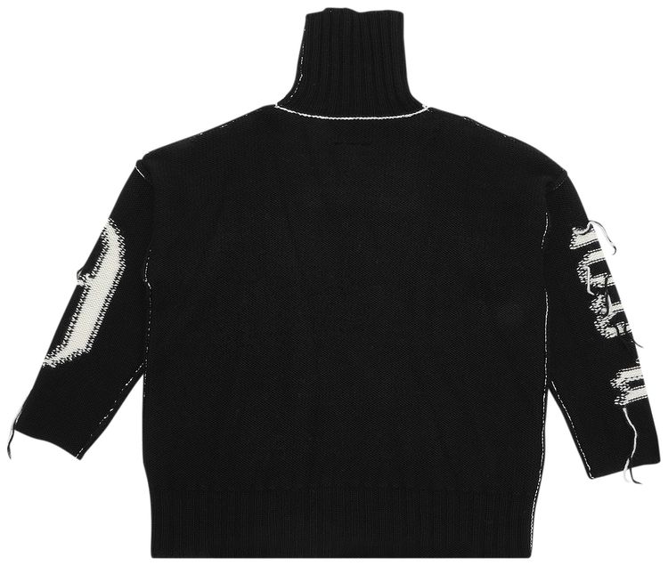 MM6 Maison Margiela Reversed Intarsia Polo Neck Sweater Black intarsia