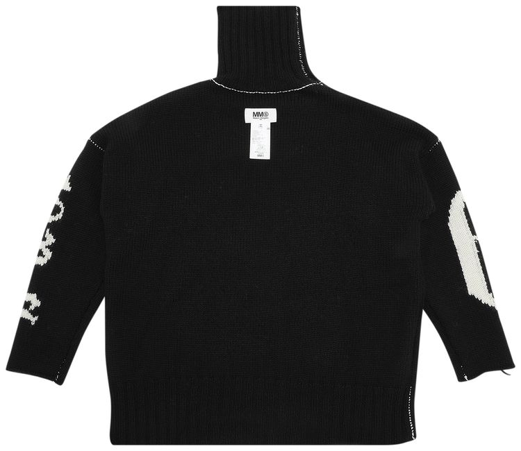 MM6 Maison Margiela Reversed Intarsia Polo Neck Sweater Black intarsia