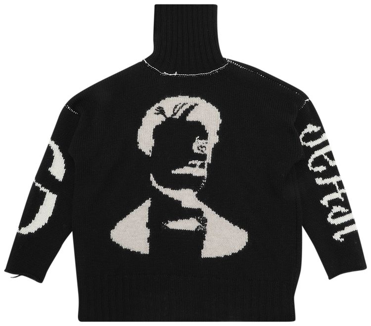 MM6 Maison Margiela Reversed Intarsia Polo Neck Sweater Black intarsia