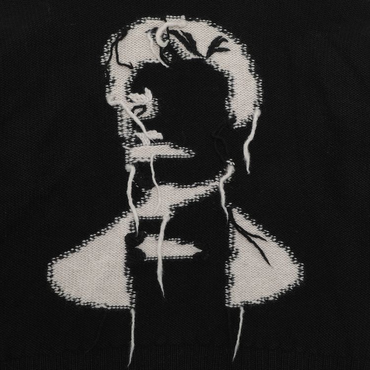 MM6 Maison Margiela Reversed Intarsia Polo Neck Sweater Black intarsia