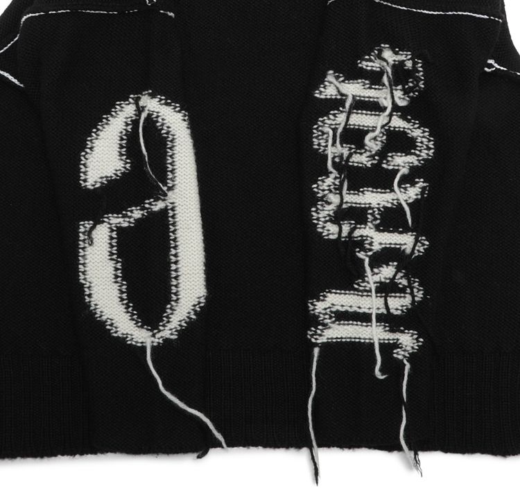 MM6 Maison Margiela Reversed Intarsia Polo Neck Sweater Black intarsia