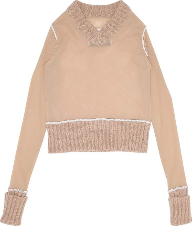 MM6 Maison Margiela Mesh And Knit Sweater 'Nude'
