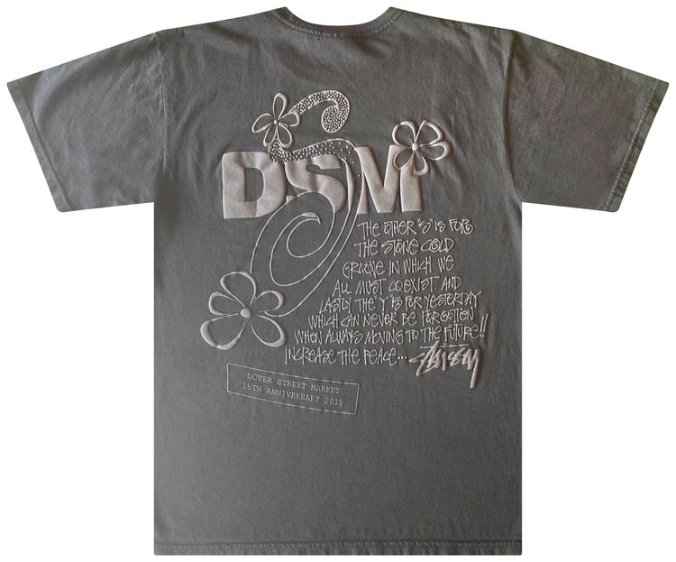 Stussy x Dover Street Market Special Flower 15th Anniversary T Shirt Black