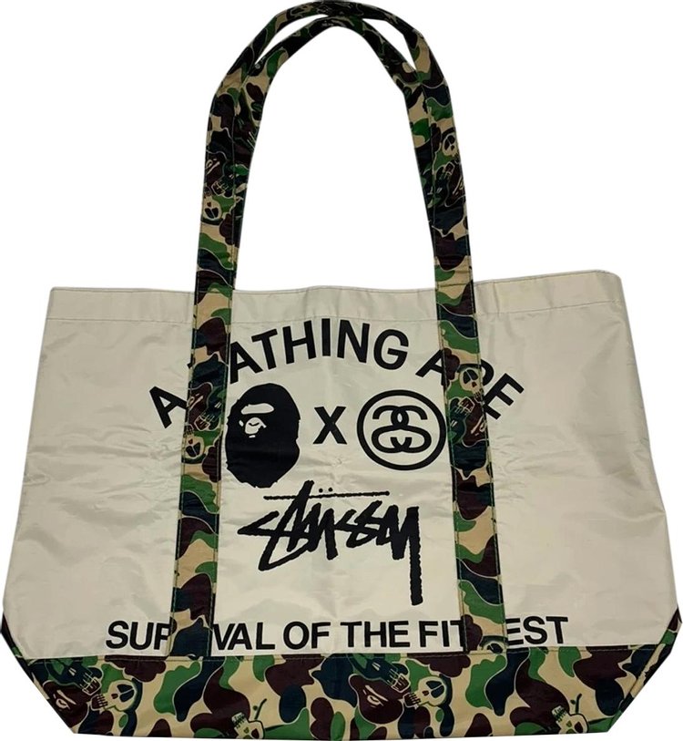 BAPE x Stussy Survival Of The Fittest Tote Bag 'Beige'
