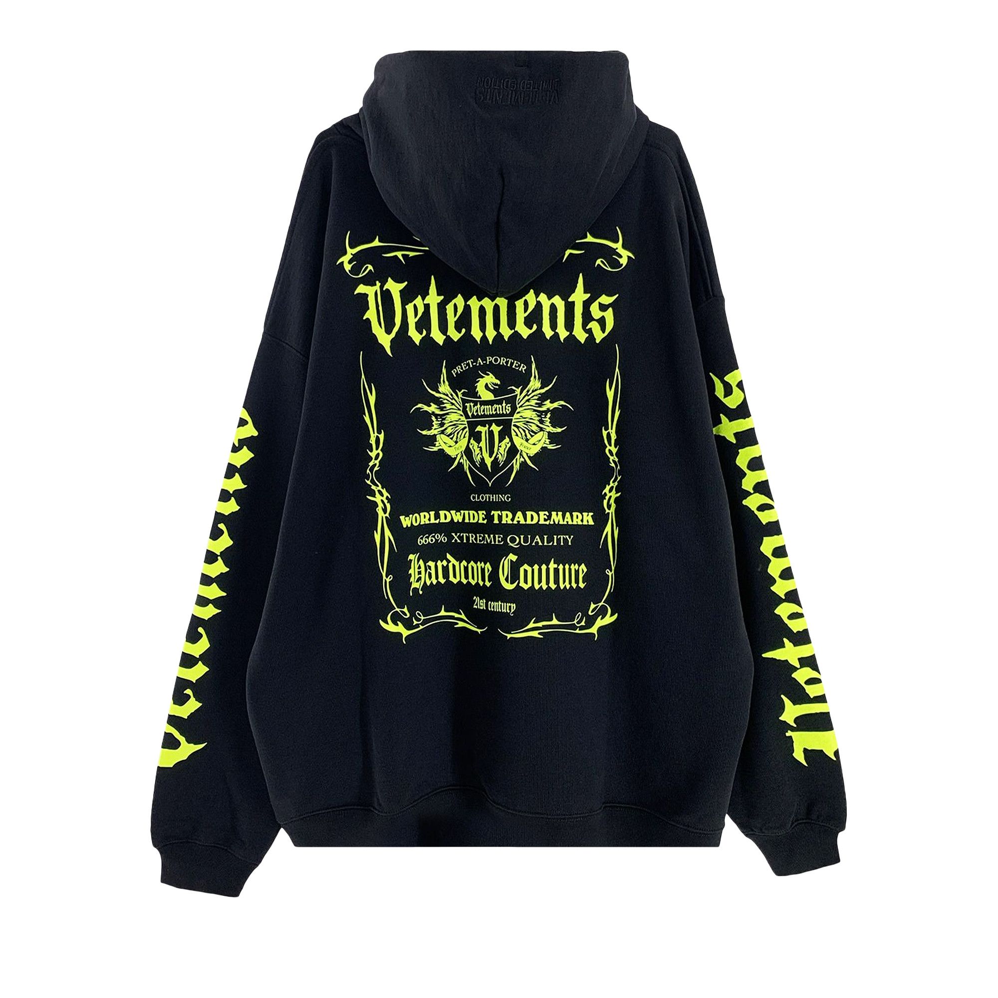 Buy Vetements Black Label Logo Hoodie Black Neon Yellow UA52TR900X BLAC GOAT IT