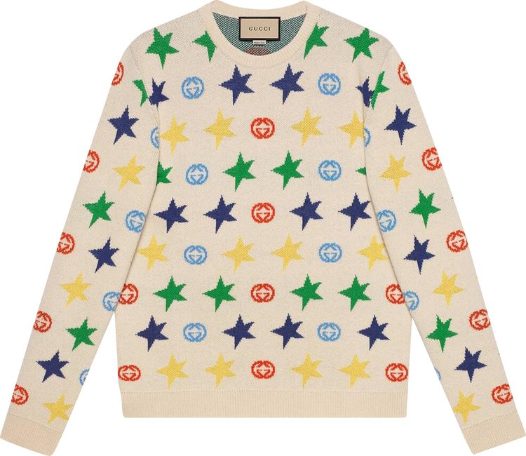 Gucci Wool Sweater With Stars 'Ivory/Multicolor'