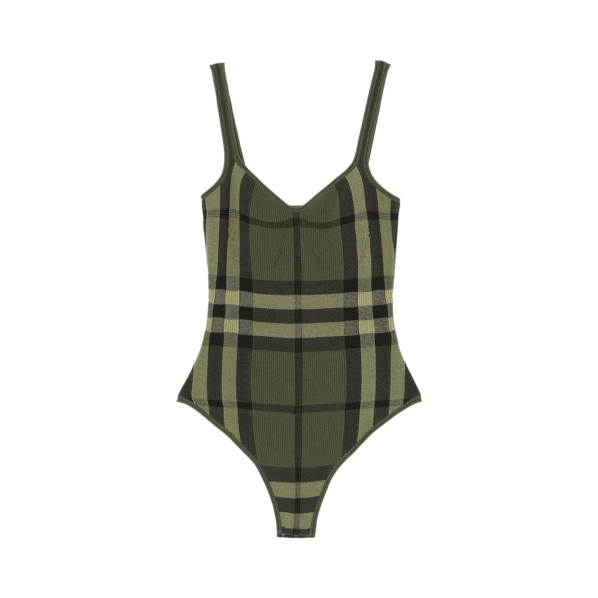 Buy Burberry Kiela Check One Piece Swimsuit Military Green