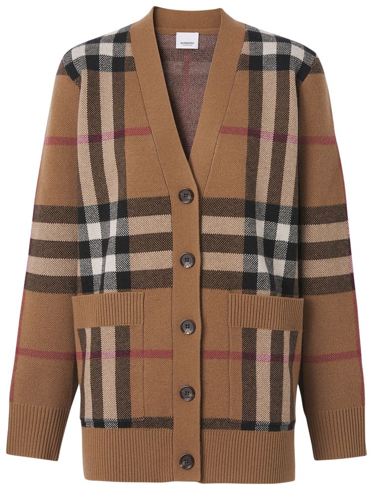 Burberry Willah Check Cardigan Birch Brown