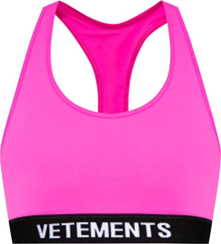 Vetements Logo Sports Bra 'Hot Pink/Black'
