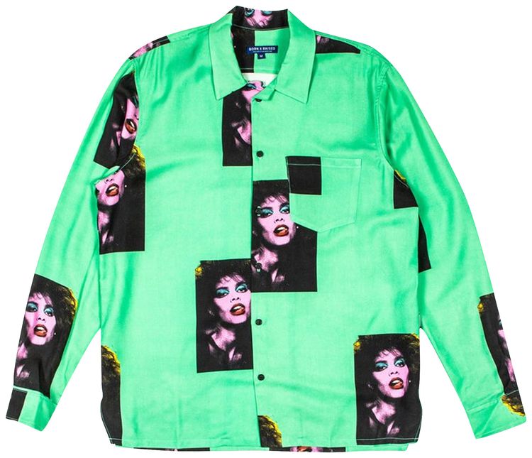 Born x Raised Disco Button Up Mint