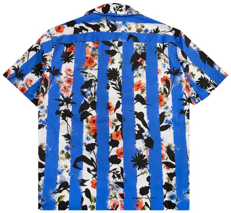 Off White Striped Flower Holiday Shirt Multicolor