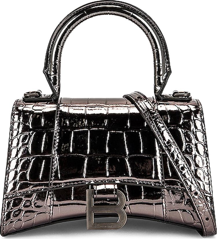 Balenciaga XS Hourglass Top Handle Bag Gunmetal