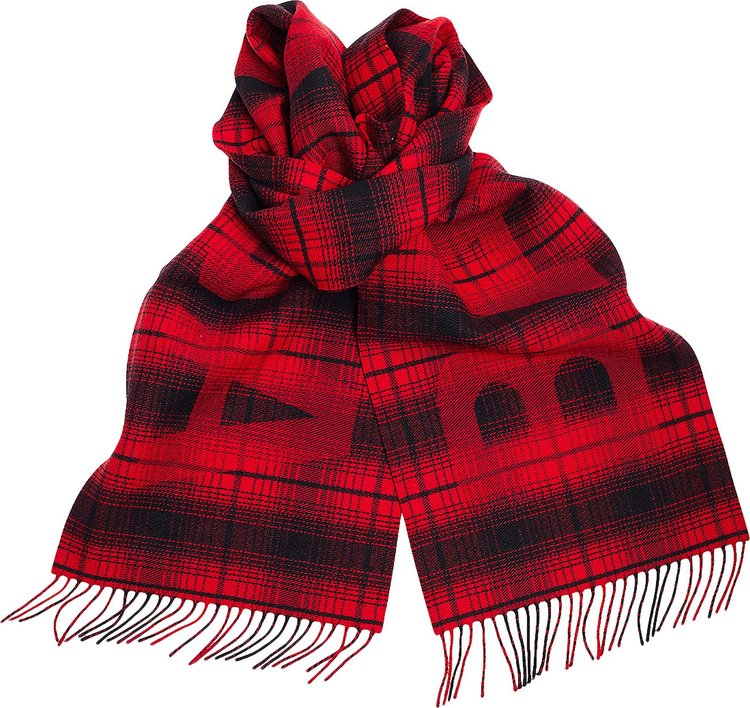 Balenciaga Macro Check Print Scarf BlackRed