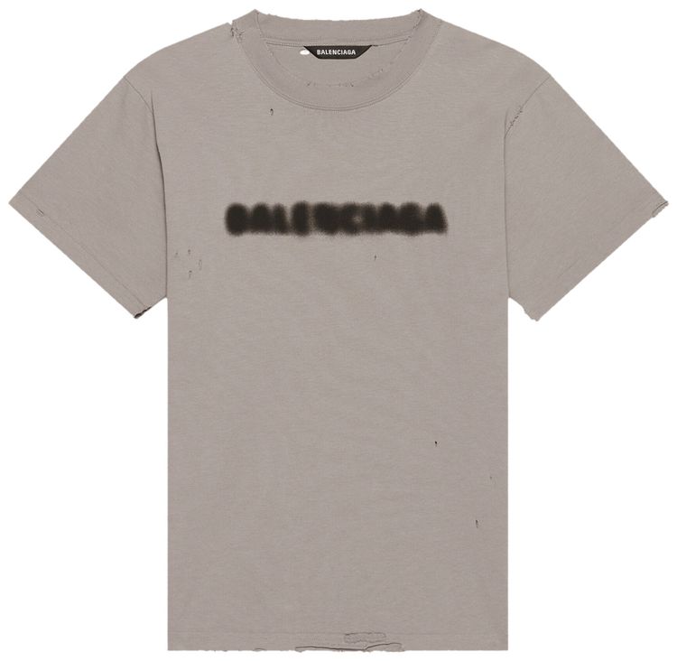 Balenciaga Blurry Logo Tee Steel GreyBlack