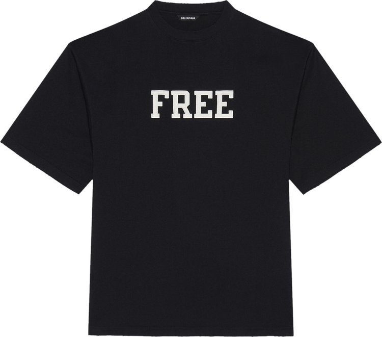 Buy Balenciaga Free Logo Wide Tee 'Black/White' - 661715 TKVD3 1070 | GOAT