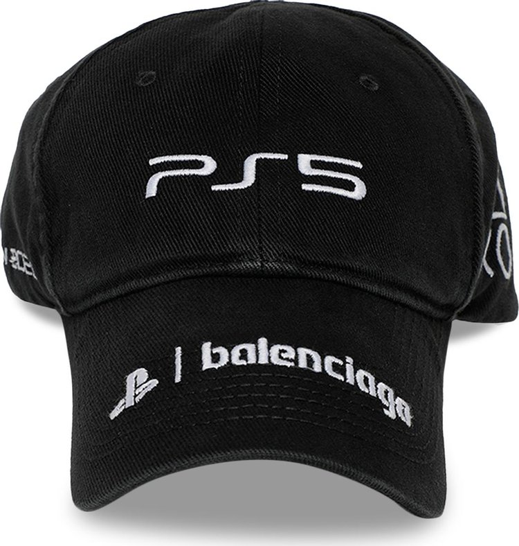 Balenciaga Embroidered PS5 Cap 'Black/White'