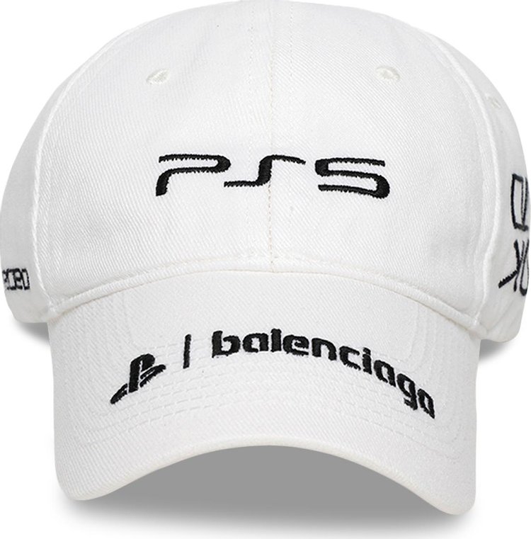 Balenciaga Embroidered PS5 Cap 'White/Black'