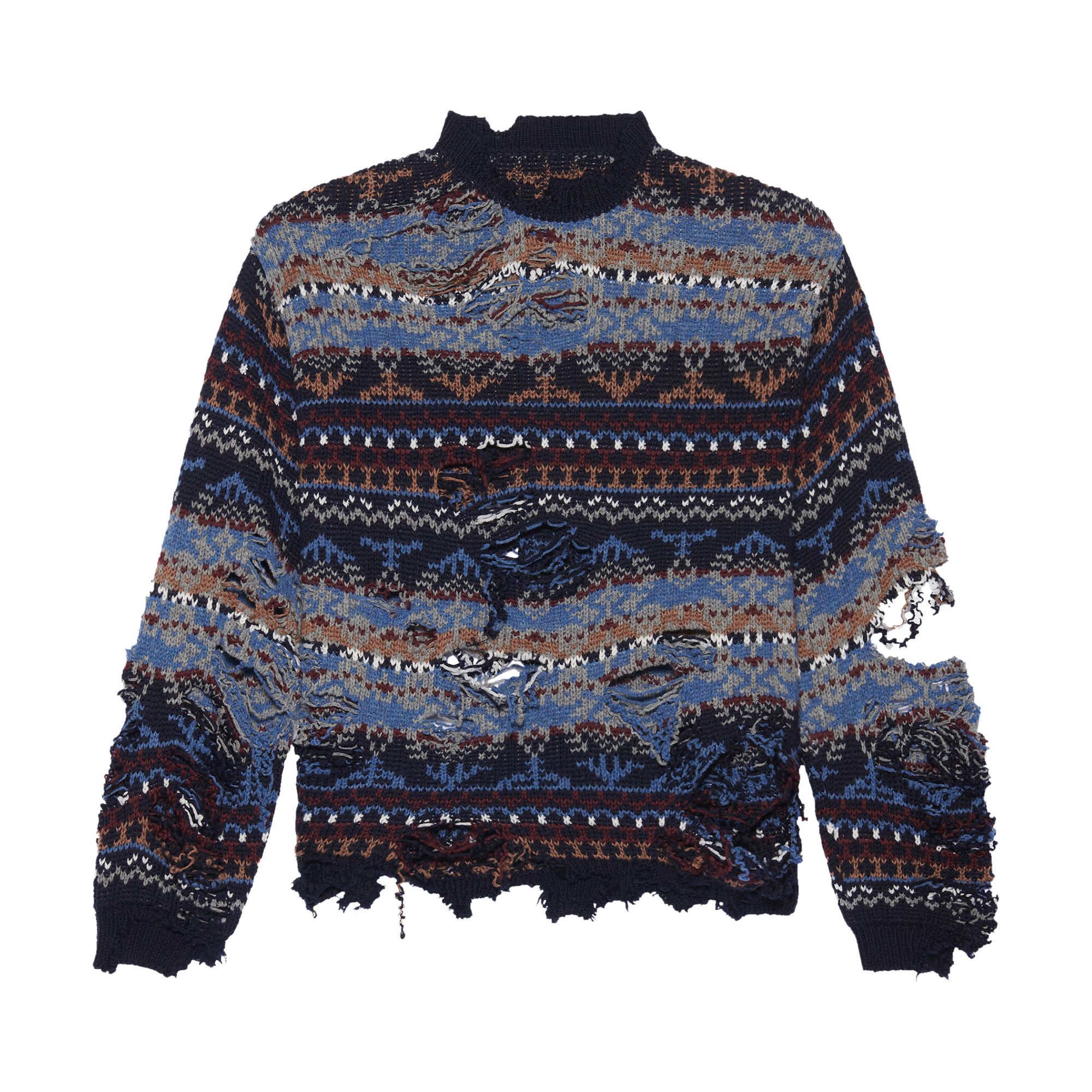 Buy Balenciaga Ripped Sweater Navy Multicolor 662518 T1602
