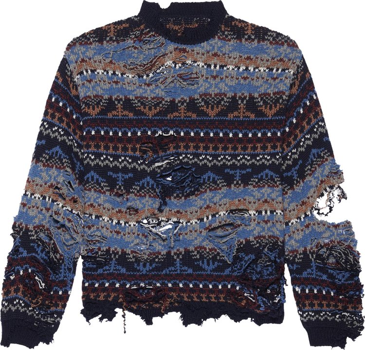 Balenciaga Ripped Sweater 'Navy/Multicolor'