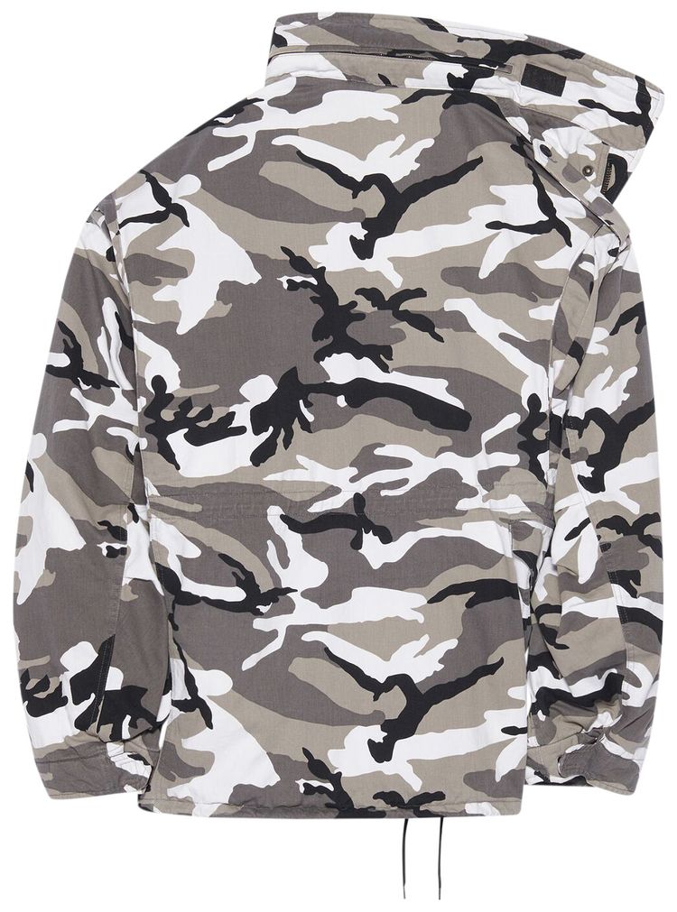 Balenciaga Off Shoulder Military Parka Grey