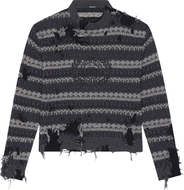 Buy Balenciaga Wool Farisle Patch Sweater 'Grey/Multicolor' - 663872 ...