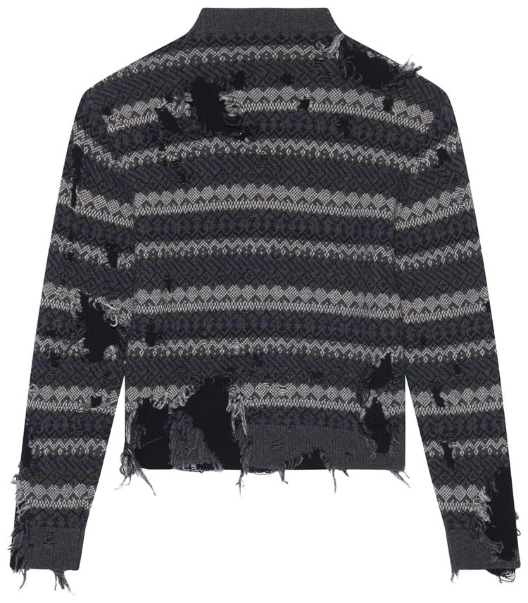 Balenciaga Wool Farisle Patch Sweater GreyMulticolor