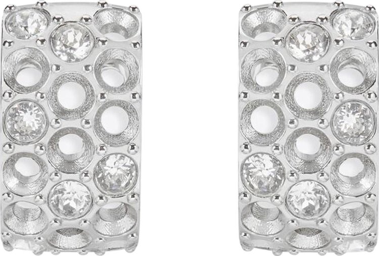 Balenciaga 3D Print Hoop Earrings 'Shiny Silver/Crystal'
