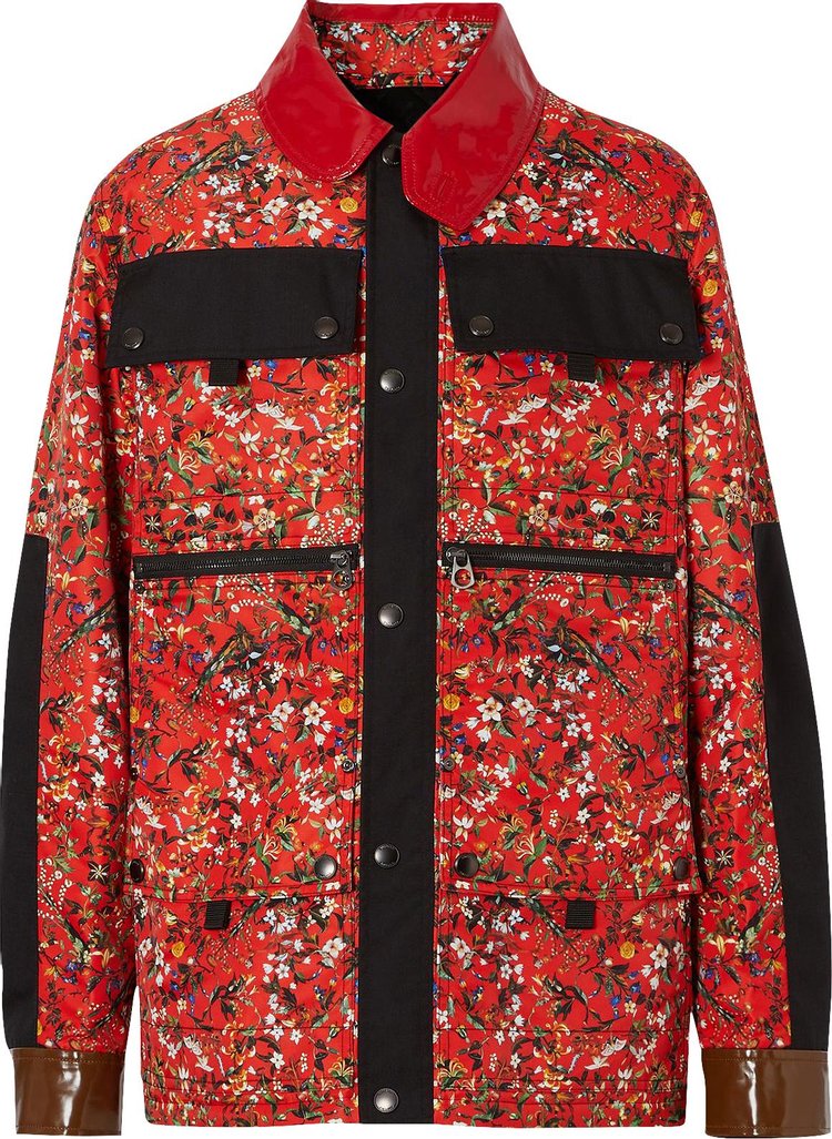 Burberry Northfleet Floral Print Nylon Field Jacket 'Red'