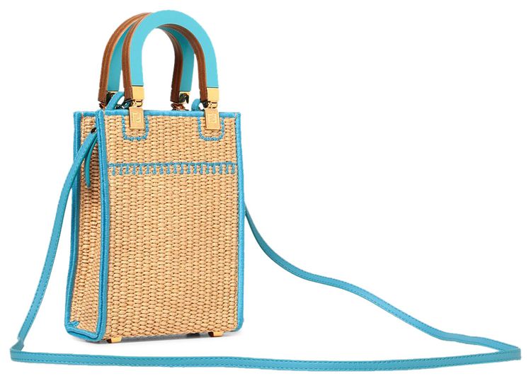 Fendi Mini Sunshine Bag NaturalCyber Blue