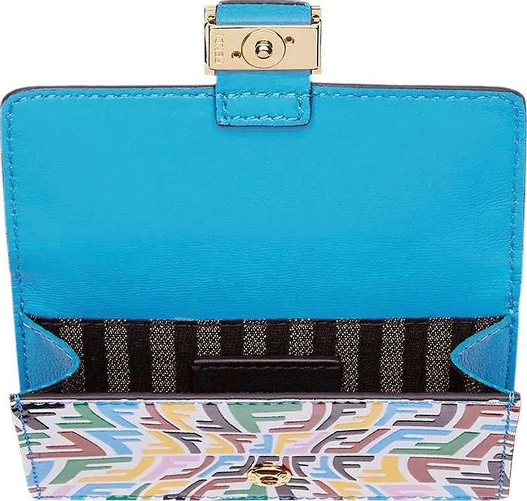 Fendi FF Vertigo Logo Card Case Cyber Blue