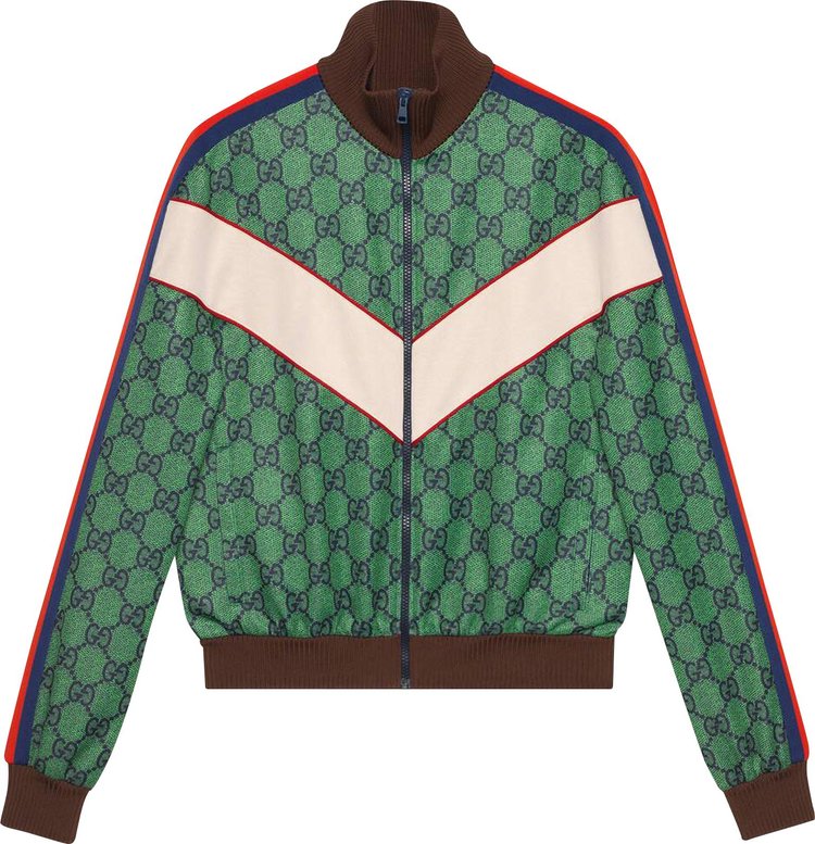 Gucci GG Jersey Zip Jacket With Web 'Yard/Inchiostro'