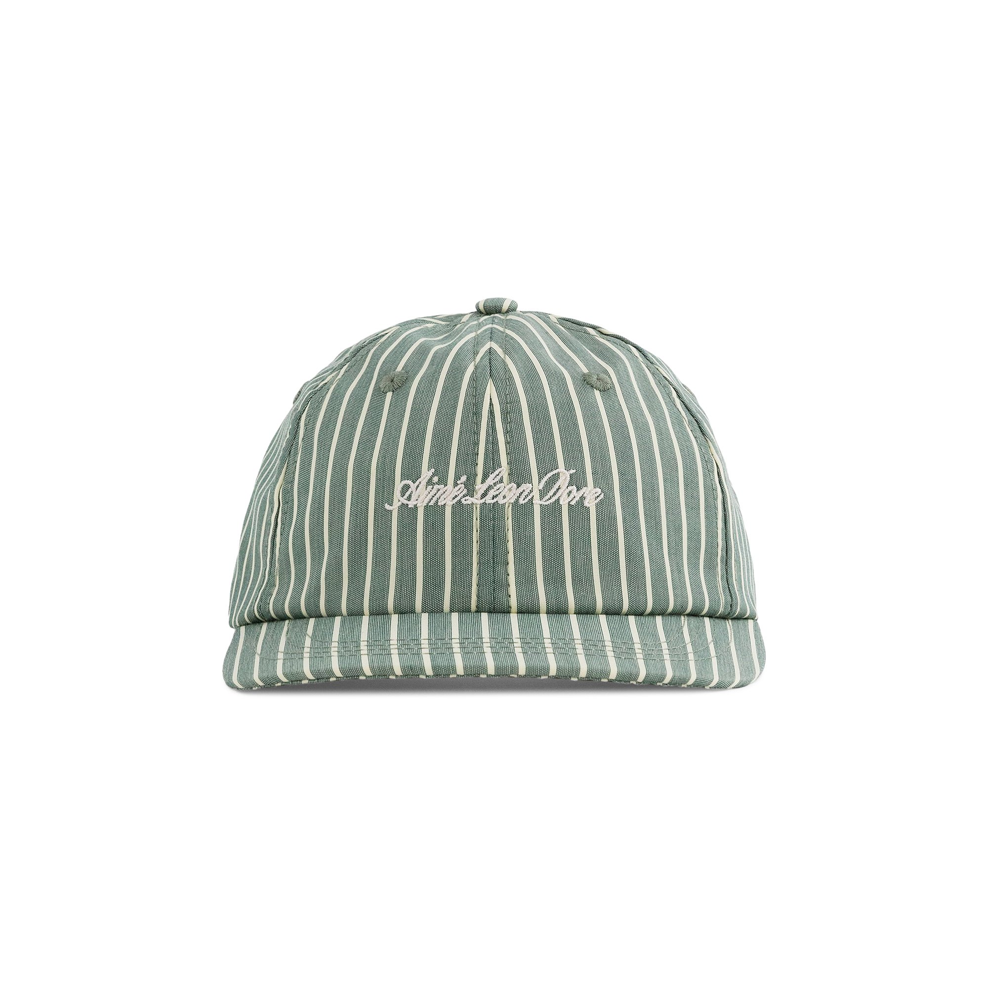 Buy Aimé Leon Dore Striped Poplin Logo Hat 'Green/Cream Pinstripe