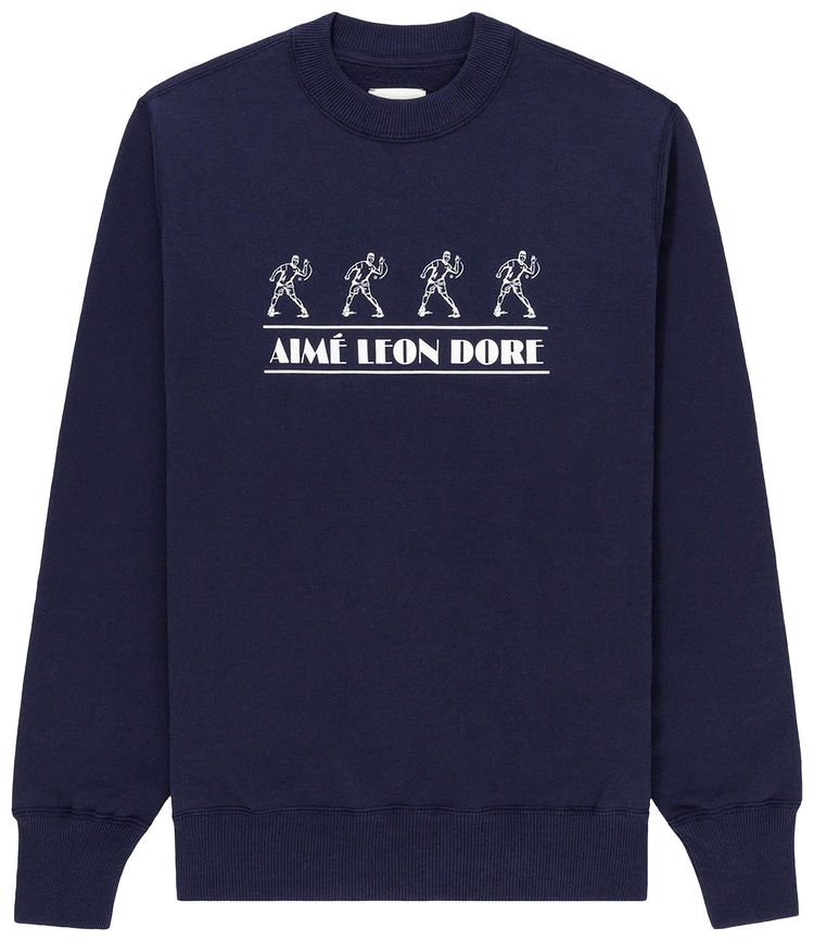 Aime Leon Dore Handball Graphic Crewneck Sweatshirt Evening Blue