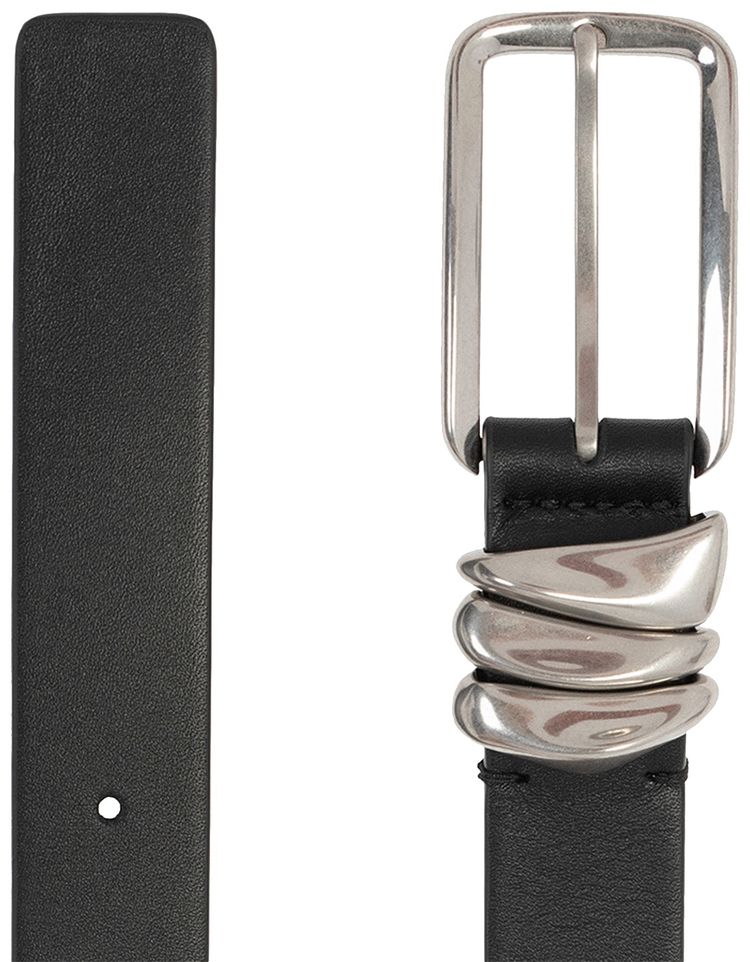 Bottega Veneta Metal Loops Belt BlackSilver