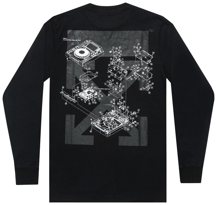 Off White x Pioneer Sound Engineering Console Long Sleeve T Shirt BlackBrilliant Green