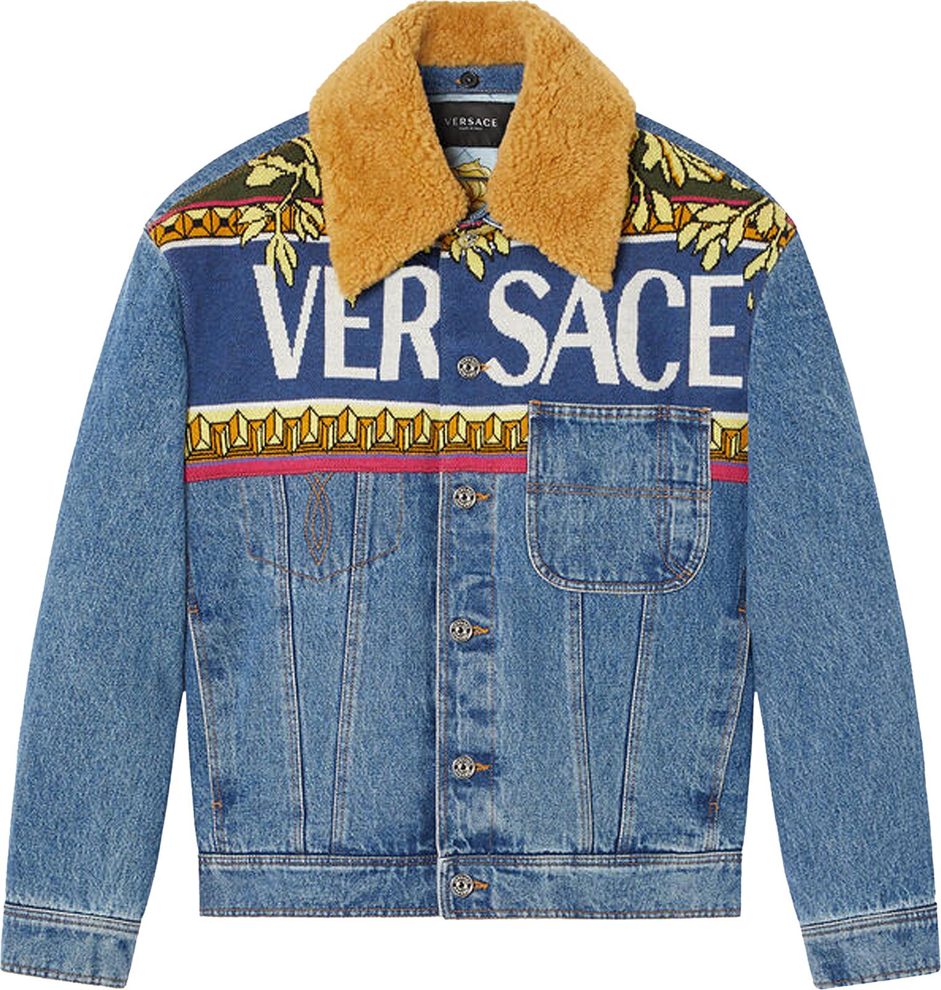 Buy Versace Logo Denim Jacket 'Blue' - 1000798 1A00596 6D050 | GOAT