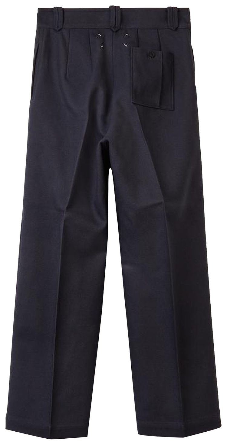 Maison Margiela High Rise Wool Canvas Pocket Trouser Navy