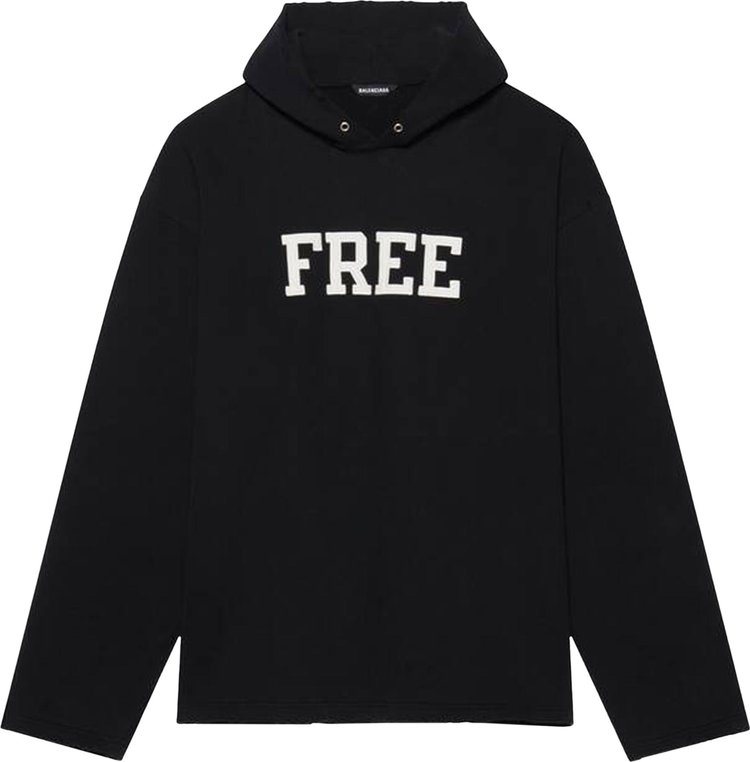 Balenciaga Free Embroidered No Rib Hoodie 'Black'