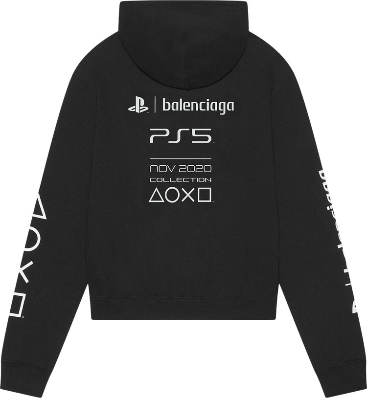 Balenciaga Playstation Shrunk Hoodie Black