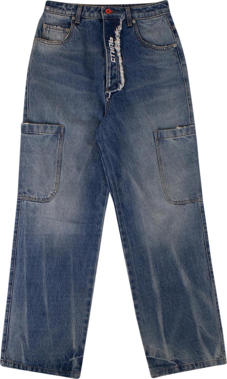 Heron Preston Washed Effect Baggy Pants 'Blue'