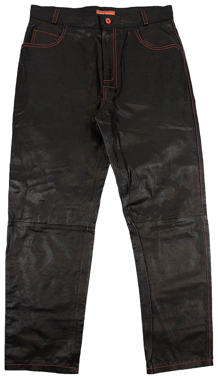Heron Preston Leather Straight Leg Pants Black