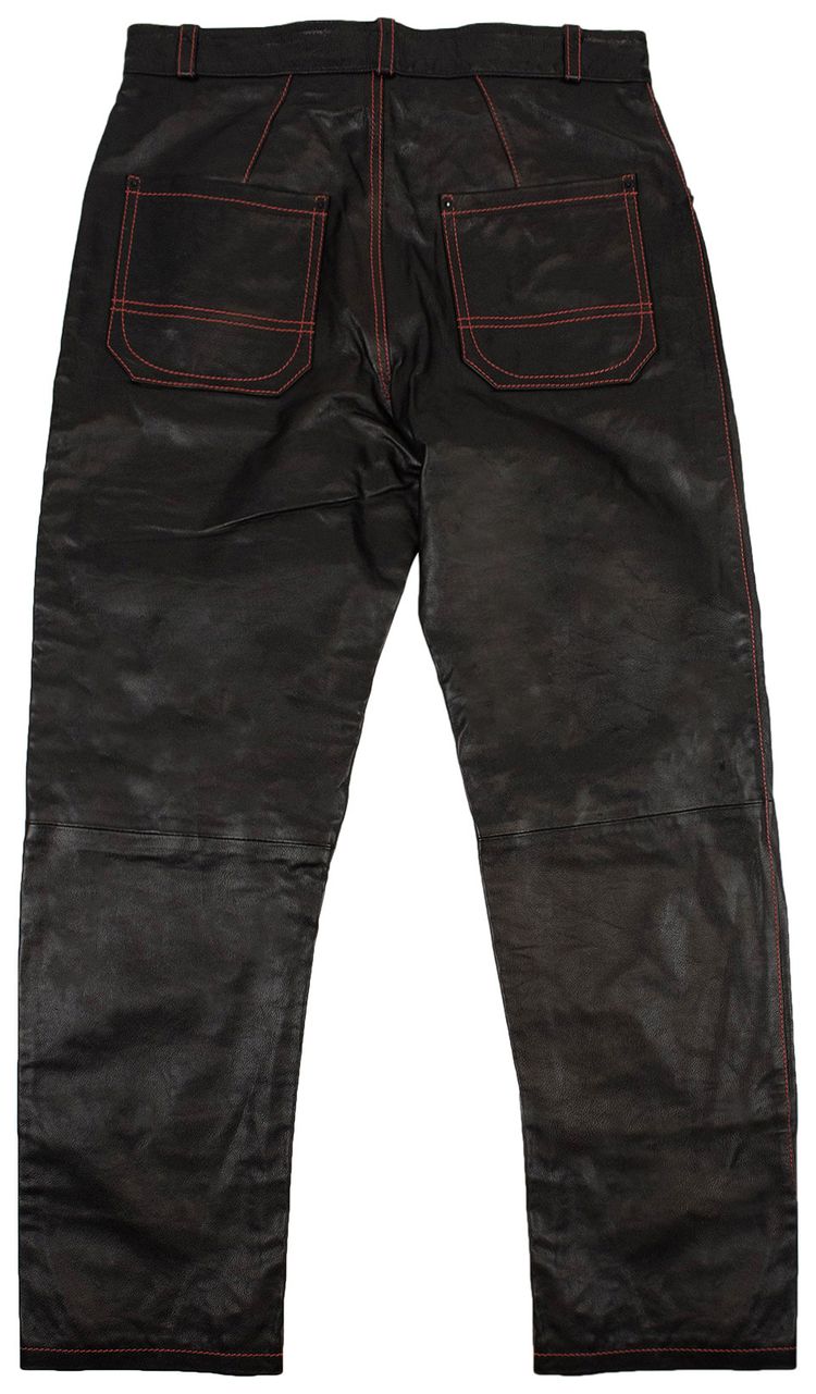 Heron Preston Leather Straight Leg Pants Black